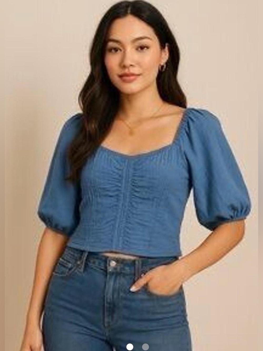 Sienna Sky Smocked Puff Sleeve Top sz M NWT!